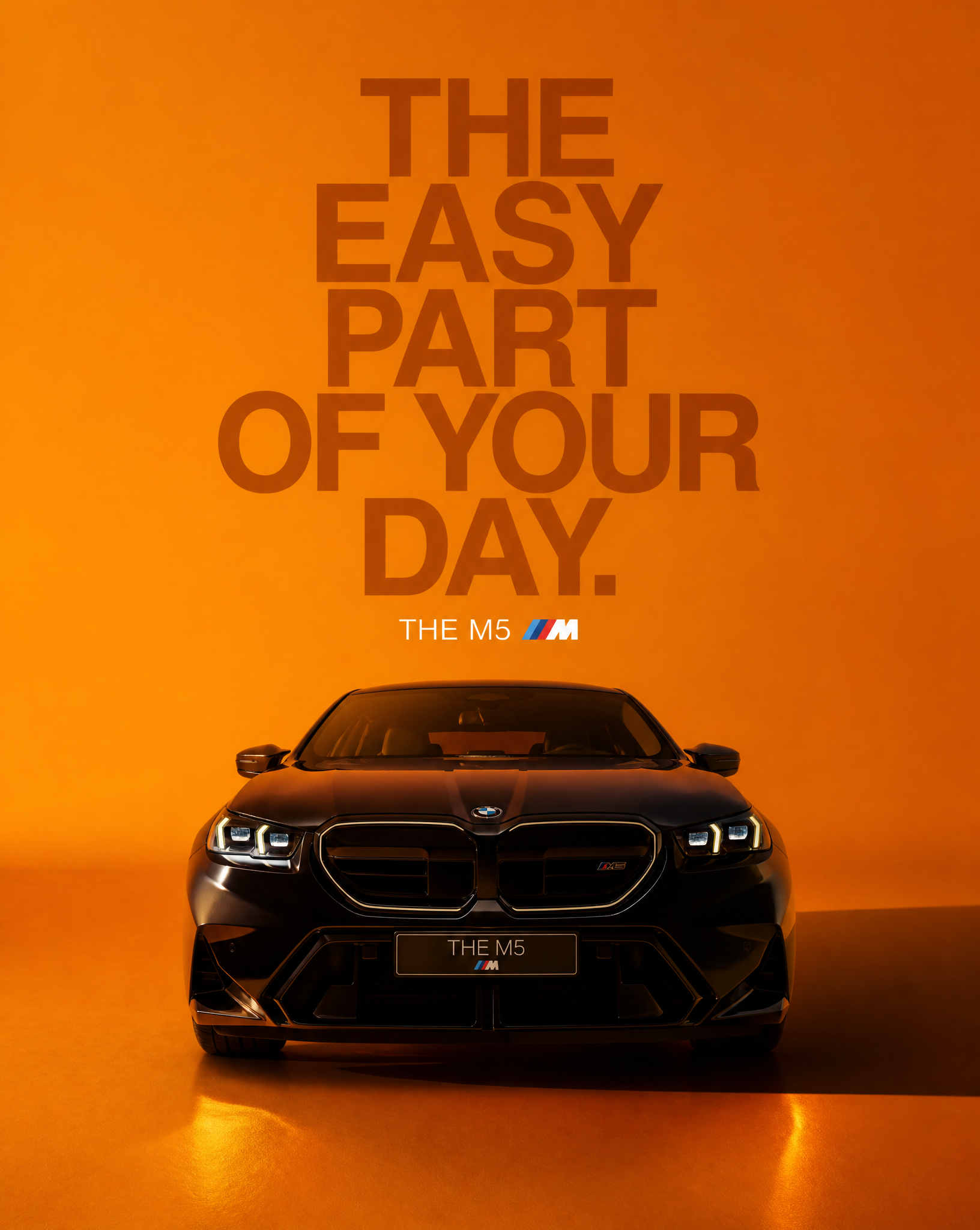 Create an ultra-premium conceptual automotive campaign poster for BMW M5.