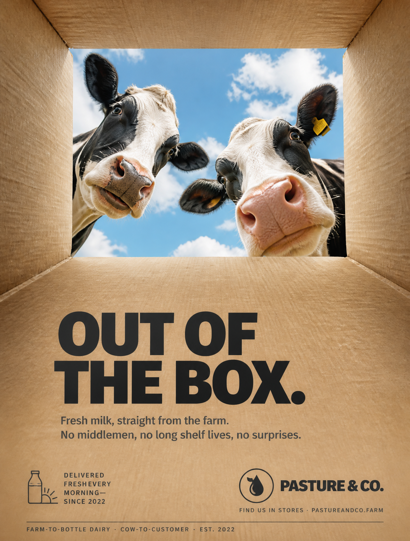 Vertical advertising poster with a surreal playful concept, photorealistic rendering. The…
