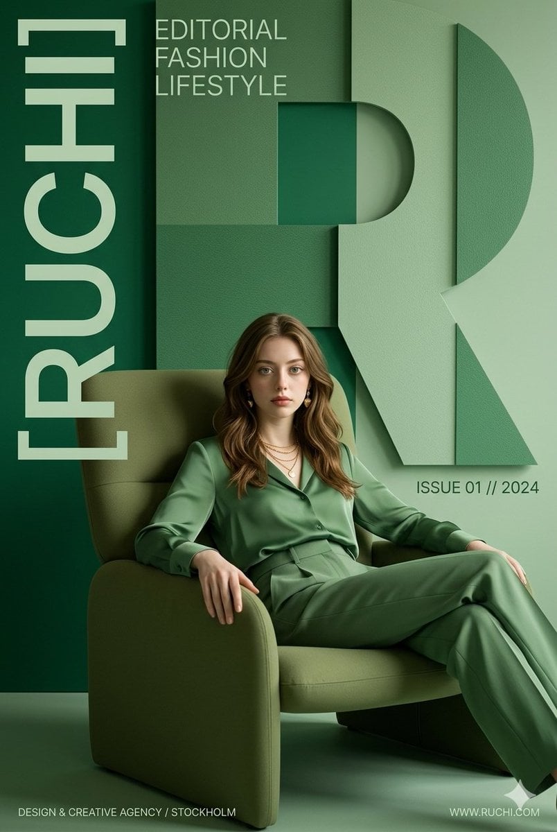 Create a premium modern editorial branding poster for [RUCHI].