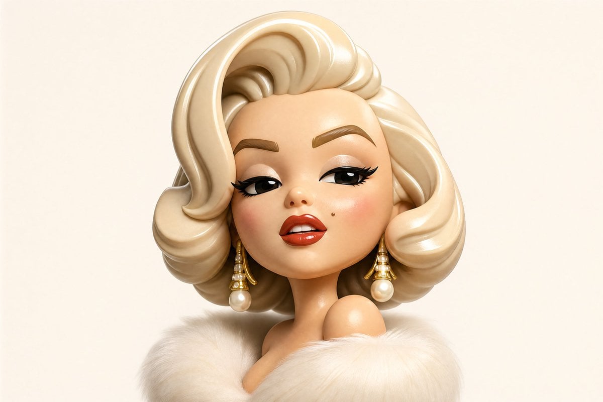 Transform the uploaded portrait into a highly stylized 3D cartoon avatar with a glossy sm…