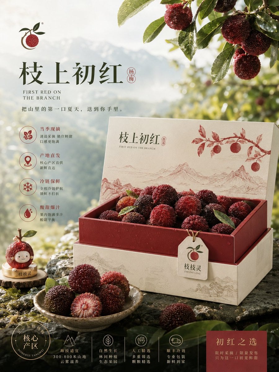 请根据以下设定，创作一套高完成度、具有统一视觉系统的「原创鲜果电商品牌商品化提案 / 4-Board Fresh Fruit Brand Commercialization Pr…