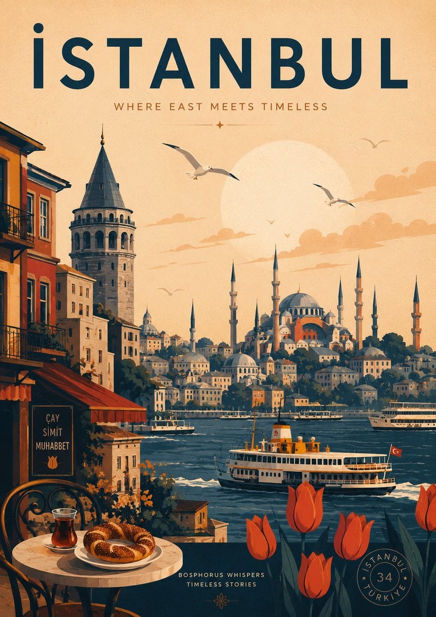 Create a modern AI-generated travel poster inspired by the aesthetic of Wild Fever Studio…