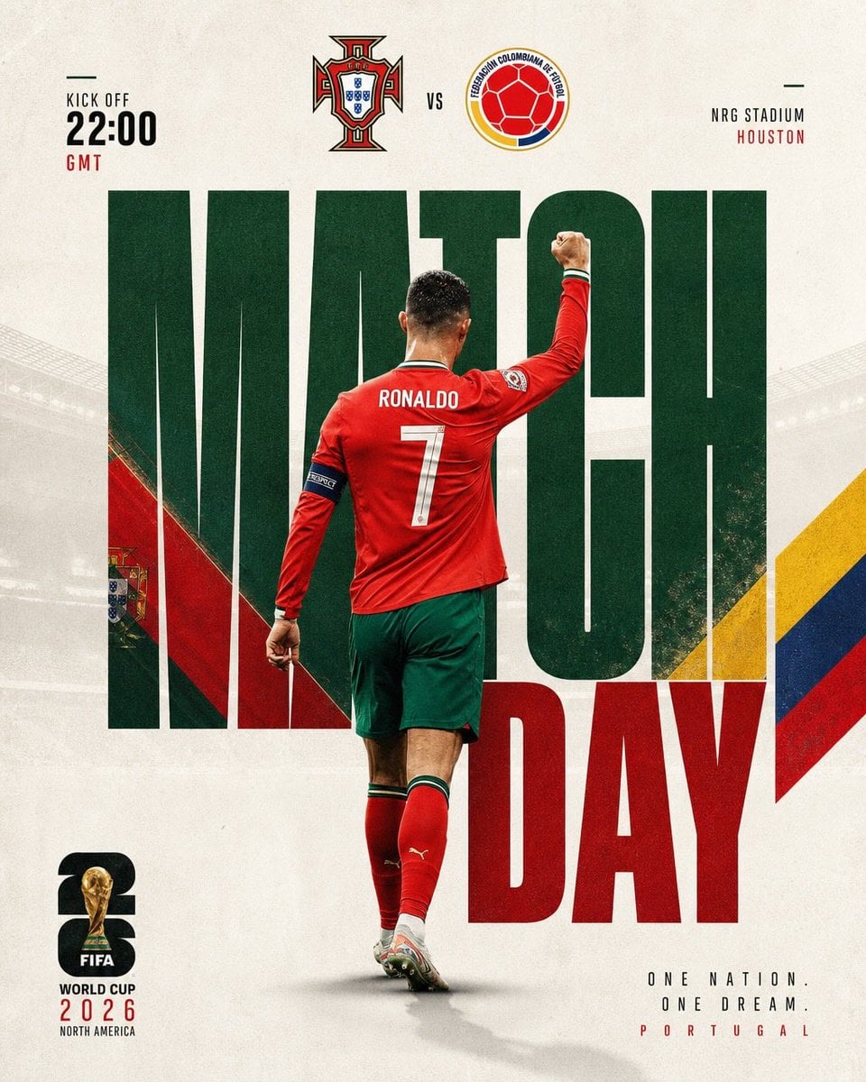 Ultra-realistic football match day poster design, Cristiano Ronaldo seen from the back we…