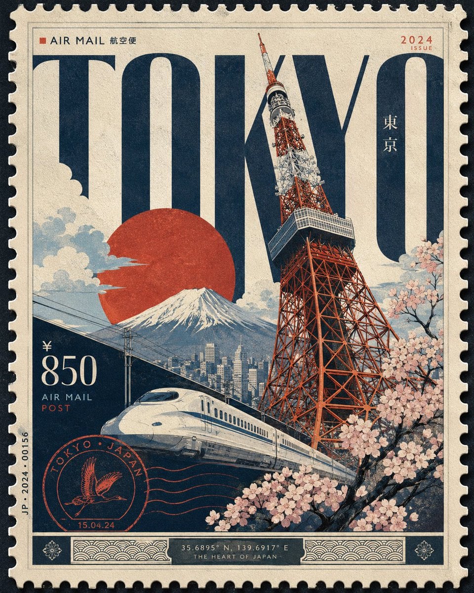 Design a premium 4:5 collectible postal-stamp poster for [CITY], where the entire composi…