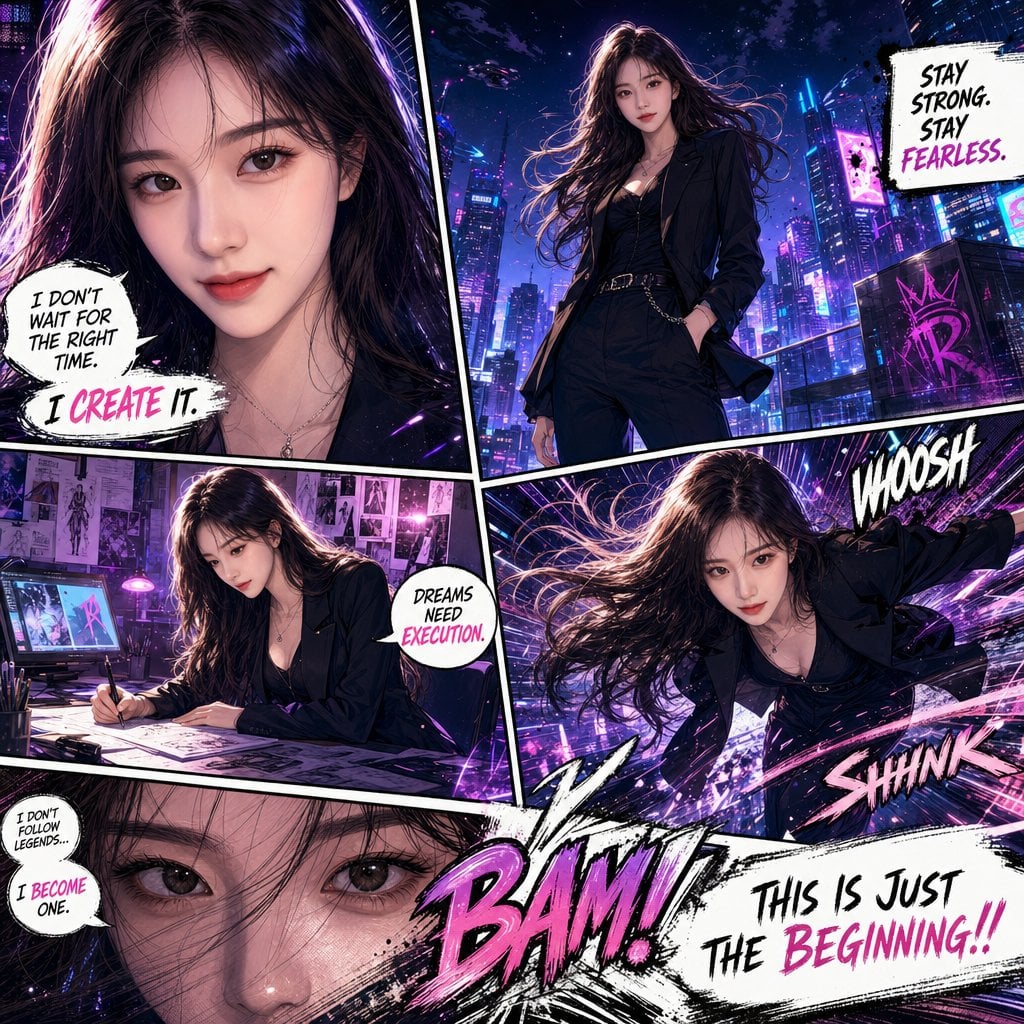 Create a full-page ultra-detailed colored manga illustration based on the provided refere…