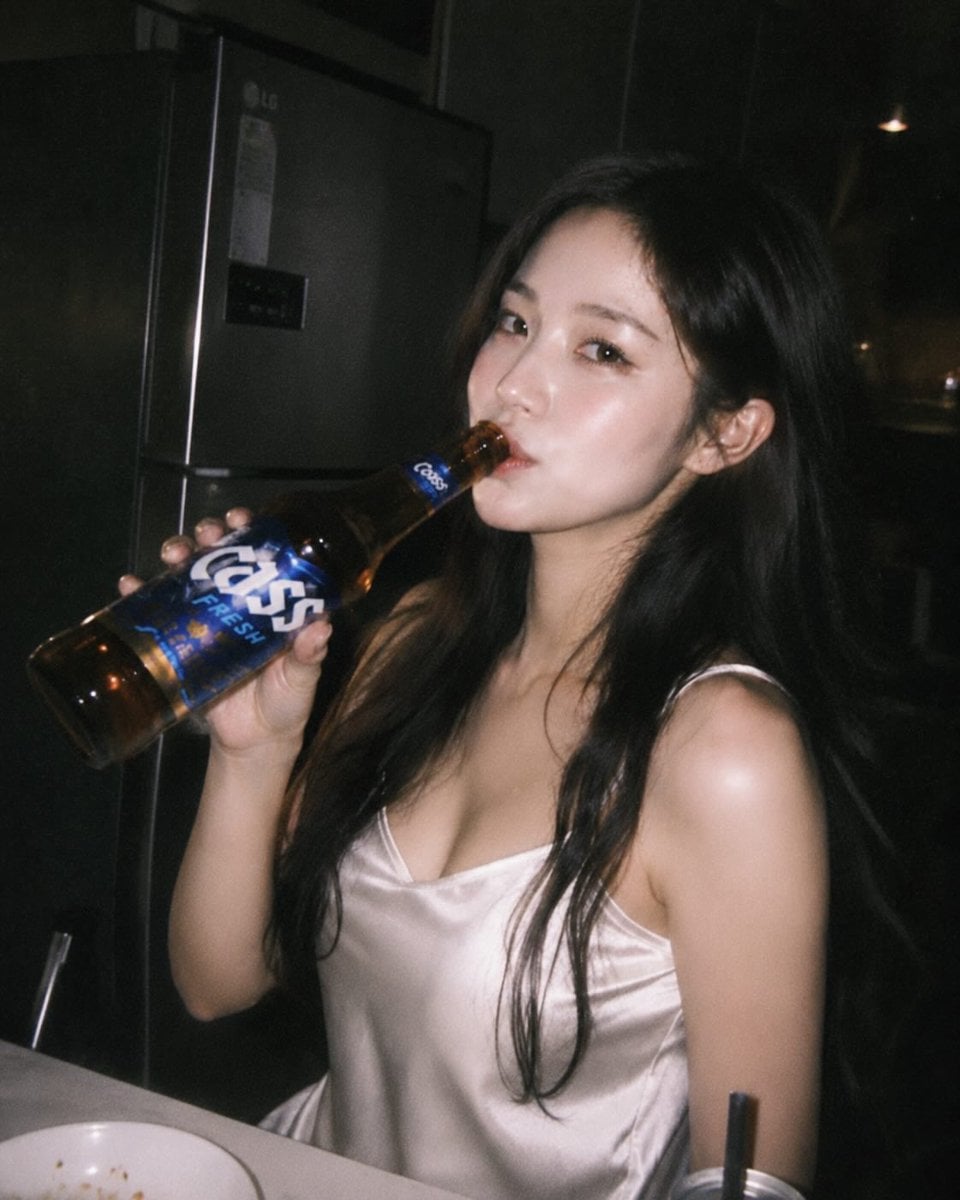 Ultra-realistic candid night photography of a beautiful East Asian woman with long black …