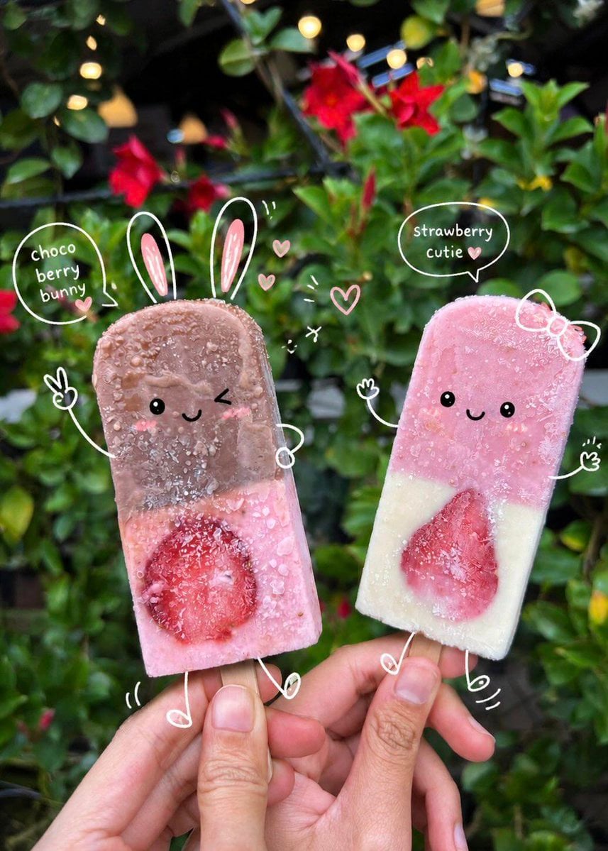 Prompt: Cute kawaii-style food and cafe photography with playful doodle
