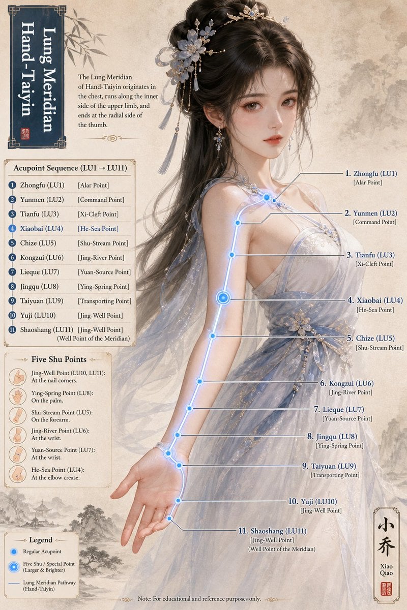 Meridian Name Meridian & Acupoint Educational Infographic, Xianxia-inspired Chin…