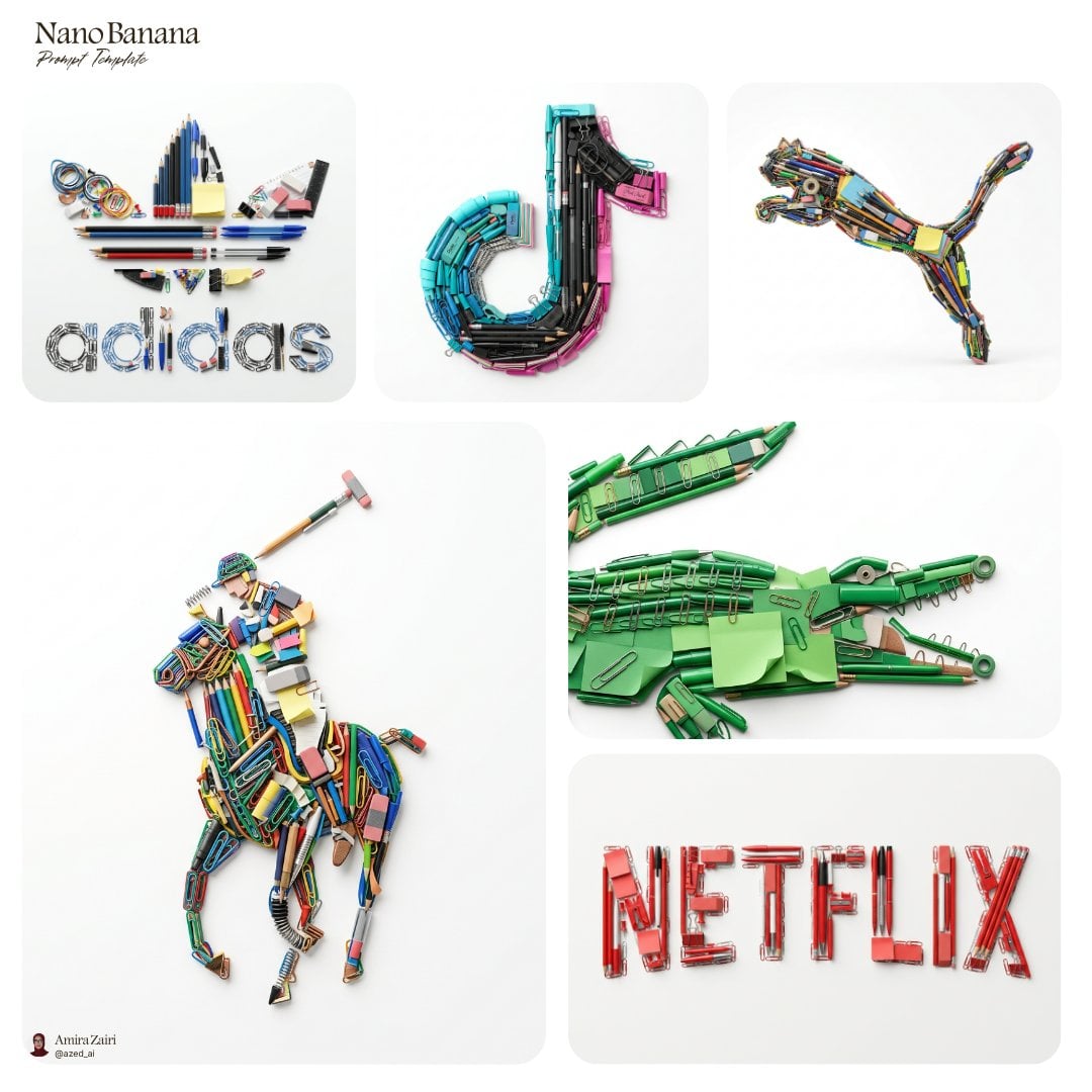 Create an ultra-detailed hyper-realistic 3D render of [logo], built from minimal everyday…