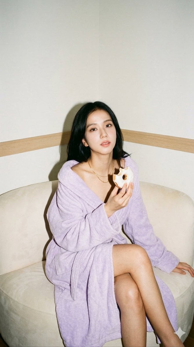 A photorealistic, highly detailed amateur snapshot of Blackpink's Jisoo. It is a medium s…