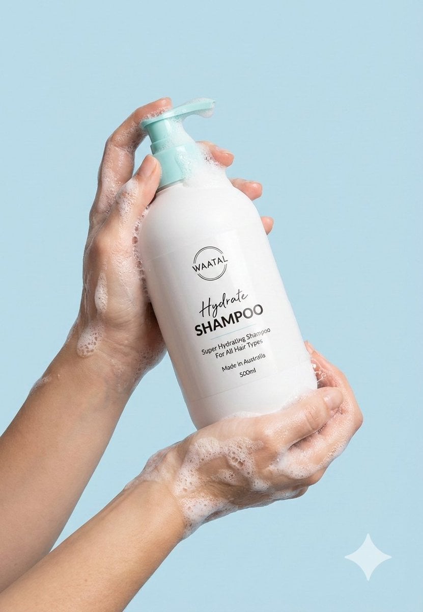 product_photography_prompt : subject : Hands holding a shampoo bottle with
