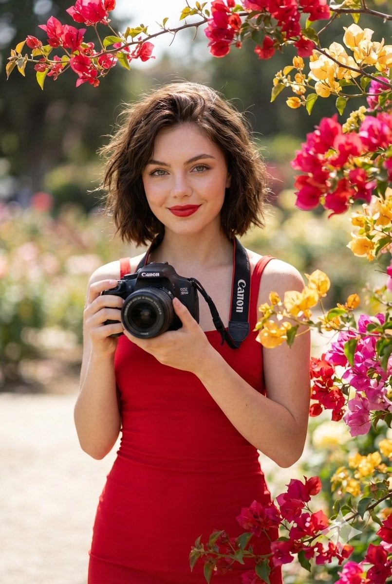 Create hyper-realistic 16k quality image of A young woman with a slightly dark messy hair…