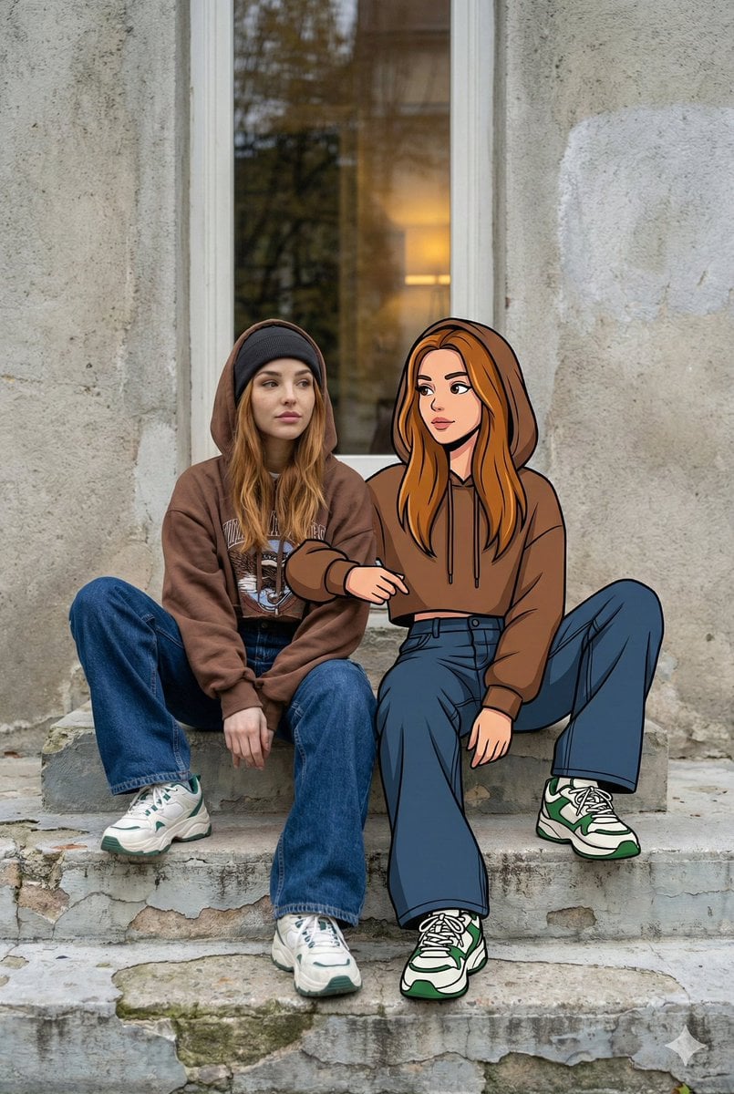 Transform the uploaded image into an ultra-high-resolution mixed-reality street portrait.…