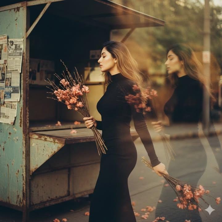 A beautiful young woman in her early 20s wears a high-necked, tight-fitting black long-sl…