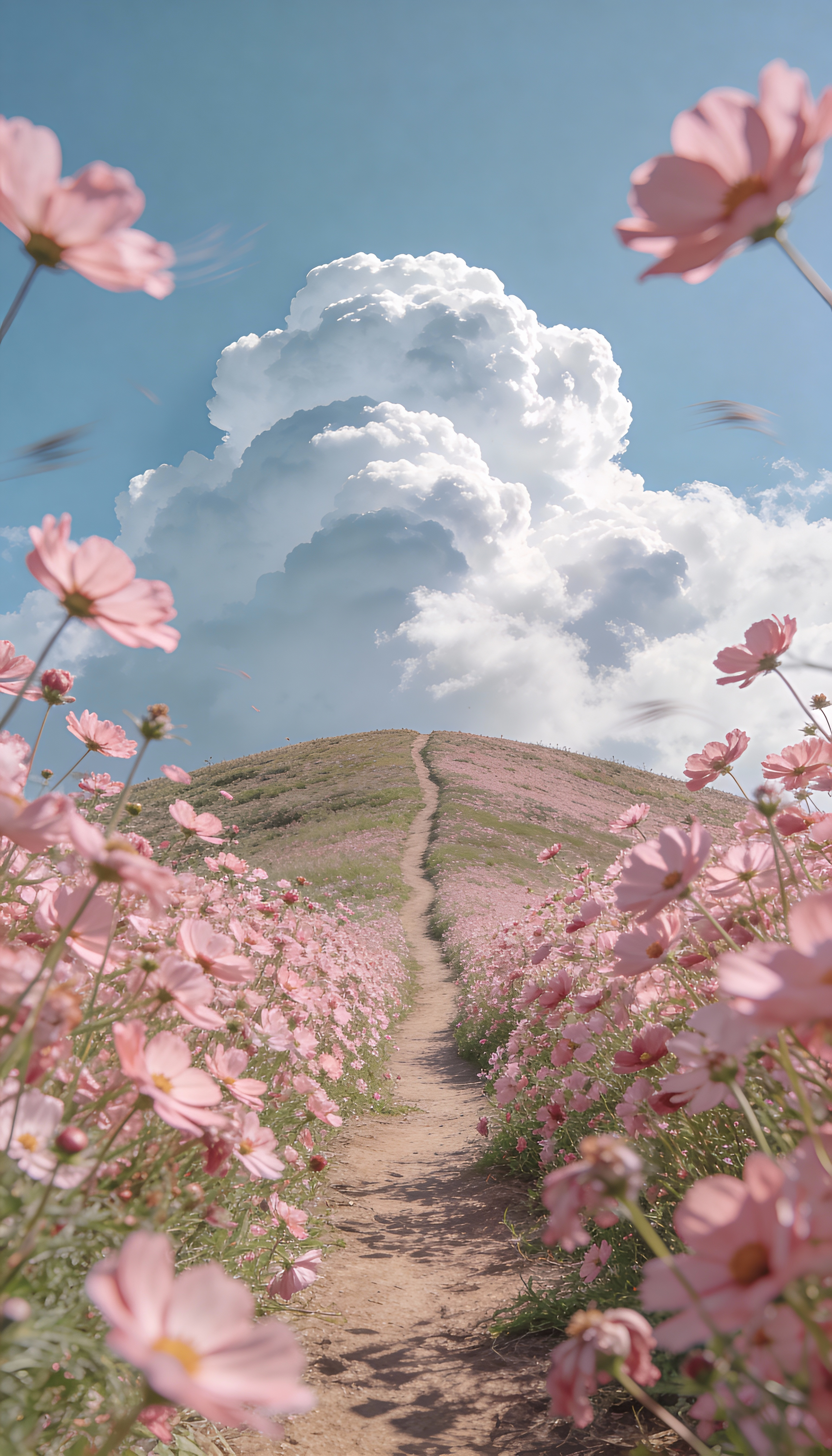 Flower Path Toward the Clouds