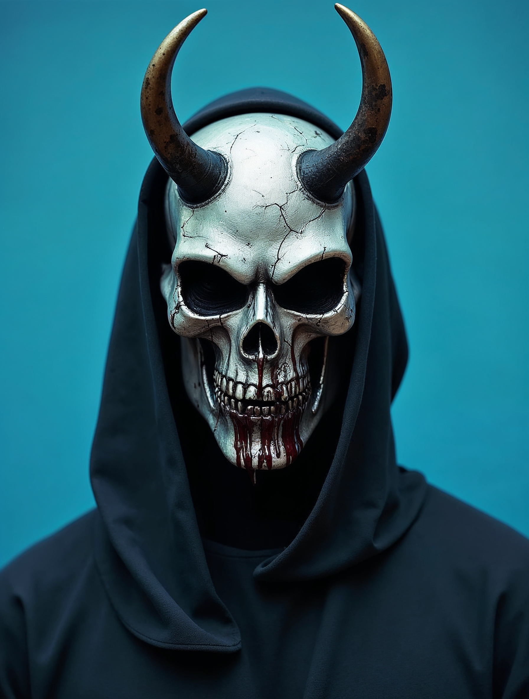 Person wearing a skull mask