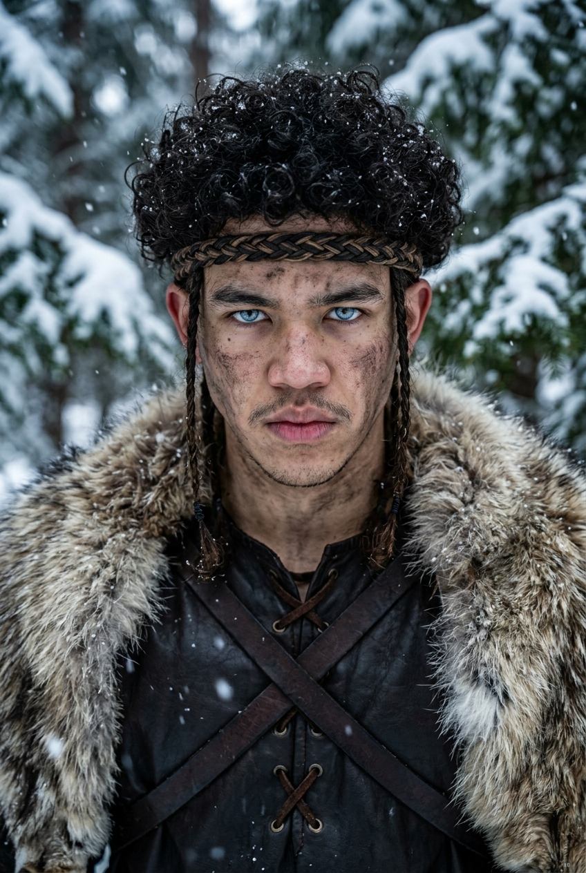 Viking man in a snowy