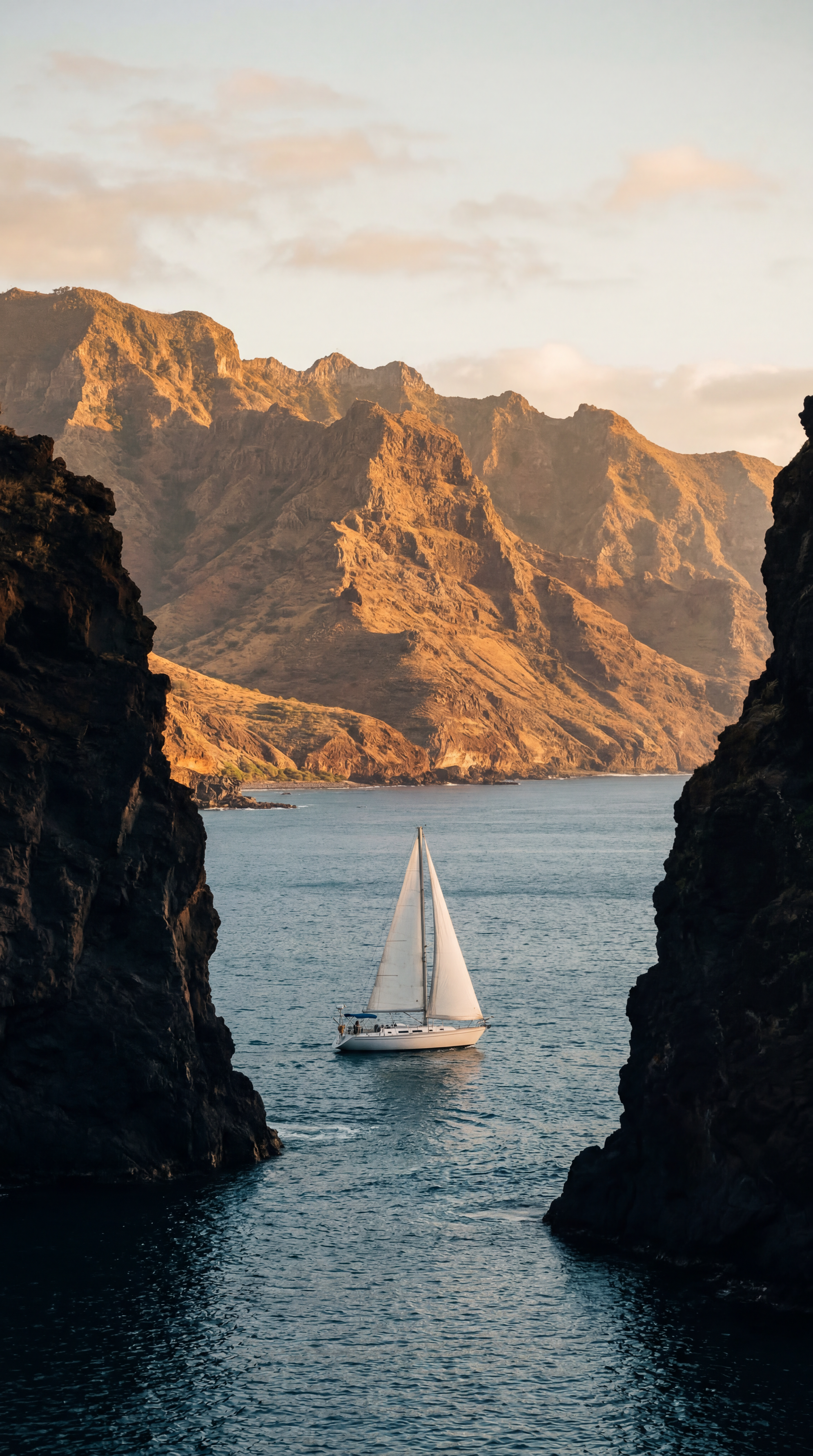 White Passage Between Cliffs