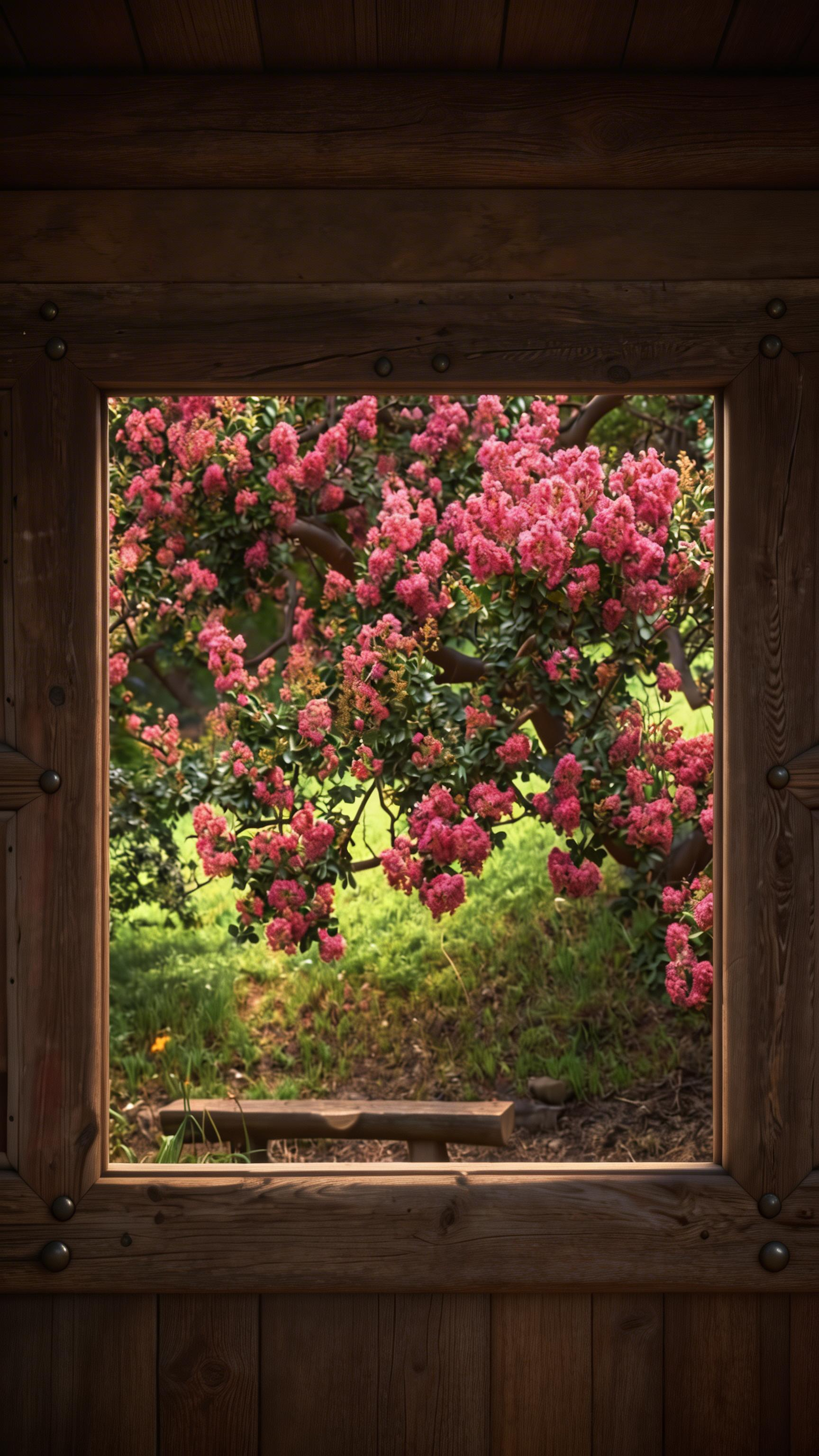 Pink Breath Beyond the Wooden Frame