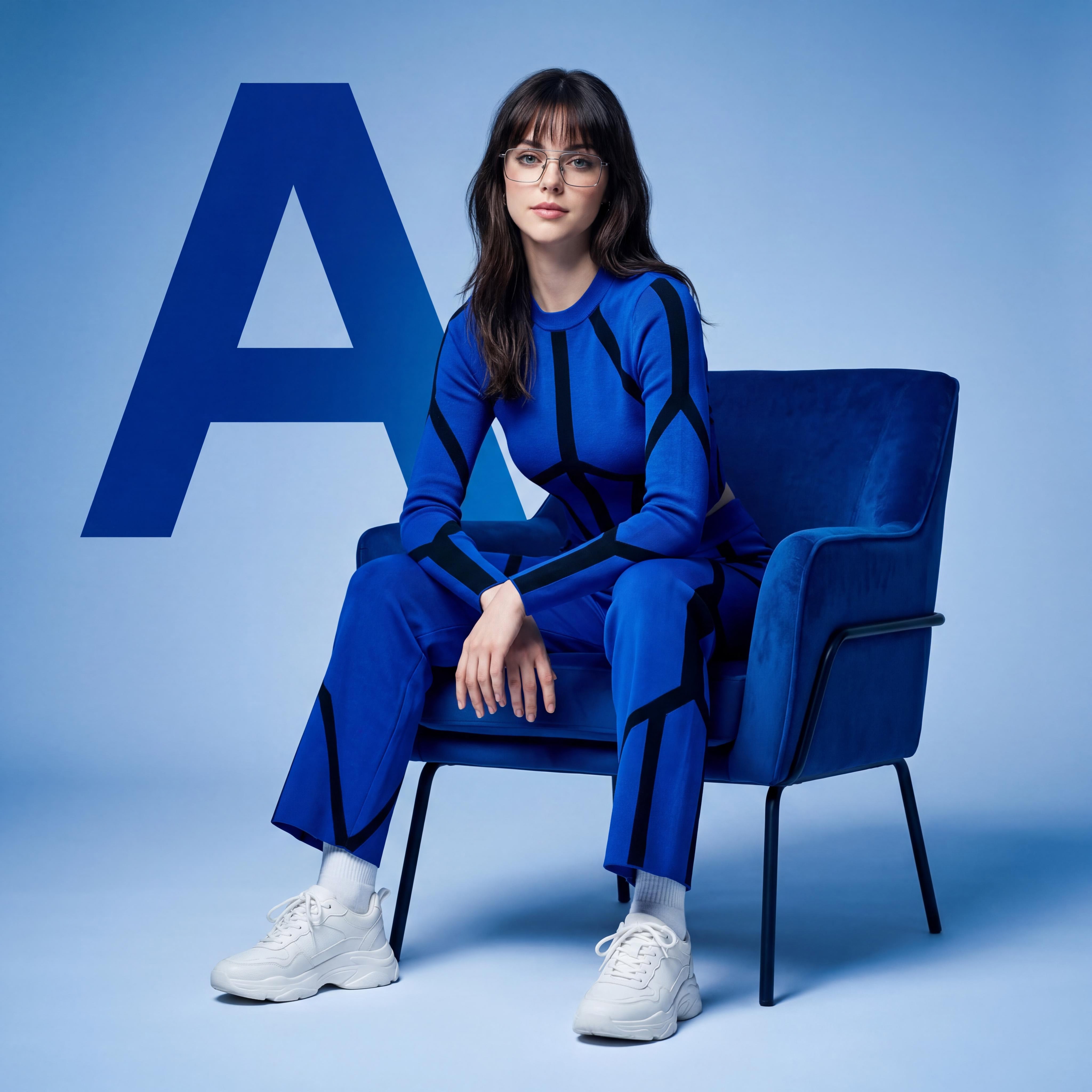 Luxury Cobalt Blue Fashion Editorial Portrait (Male/Female)