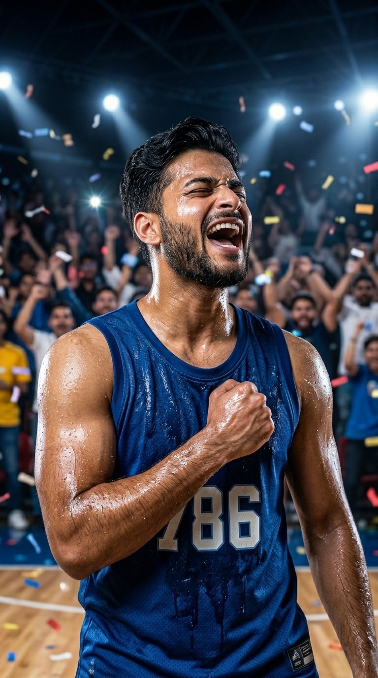 AI Sports Moment — Basketball Player Celebrating Victory