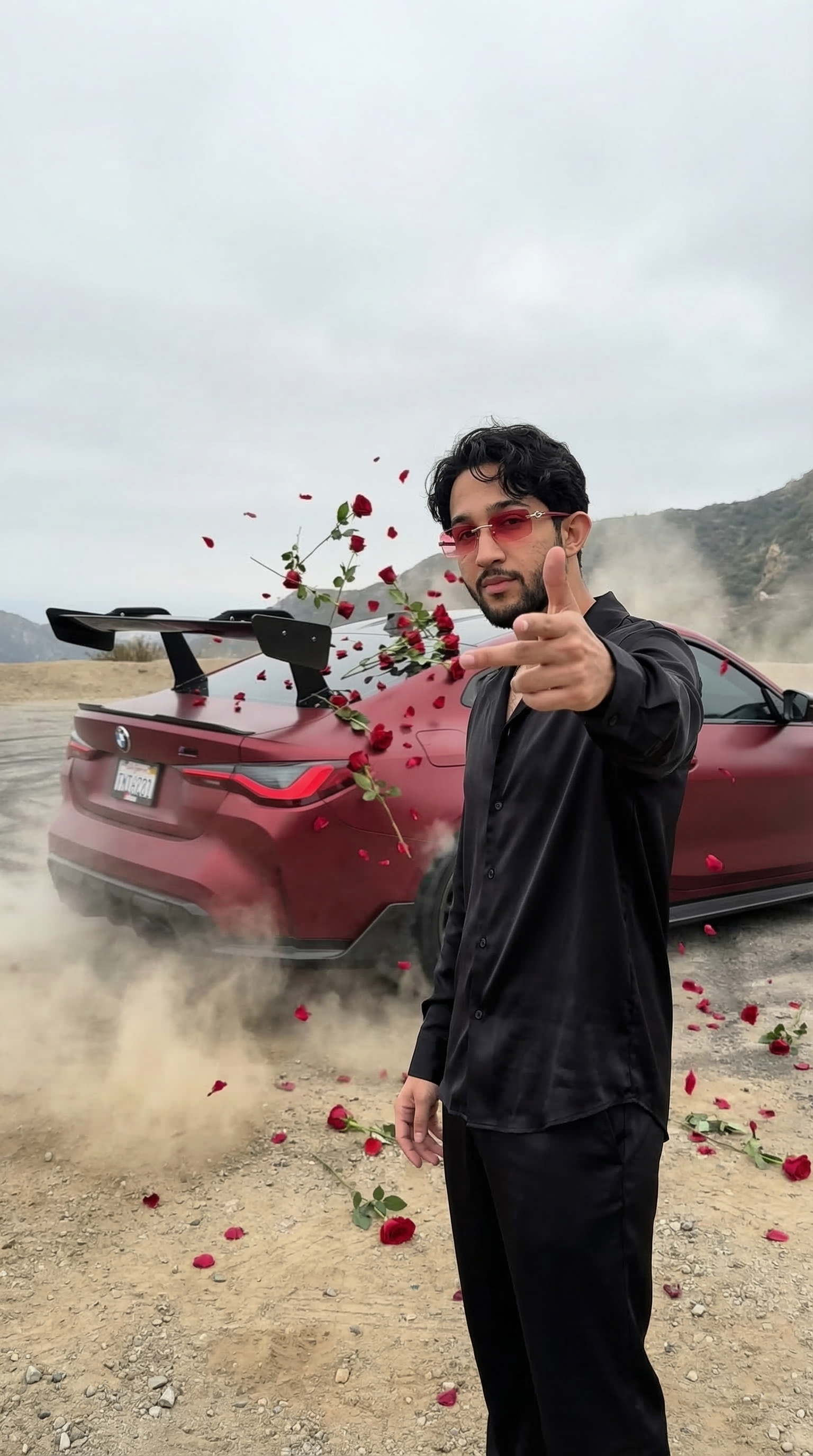 Drift scene Bmw with roses