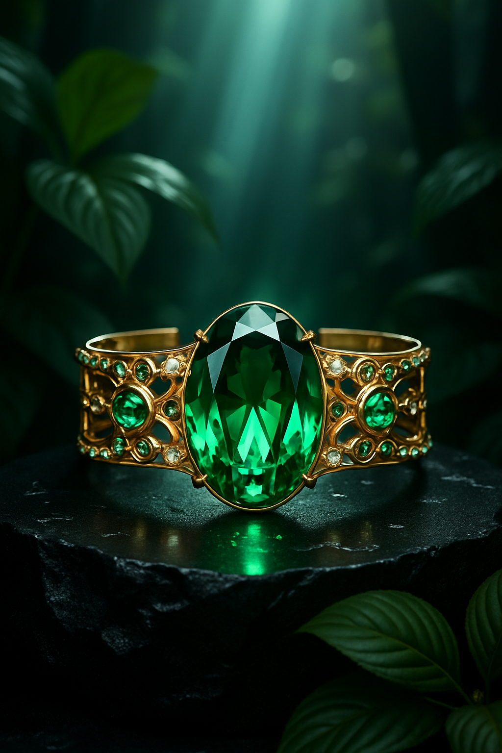 Emerald Gemstone Gold Bracelet