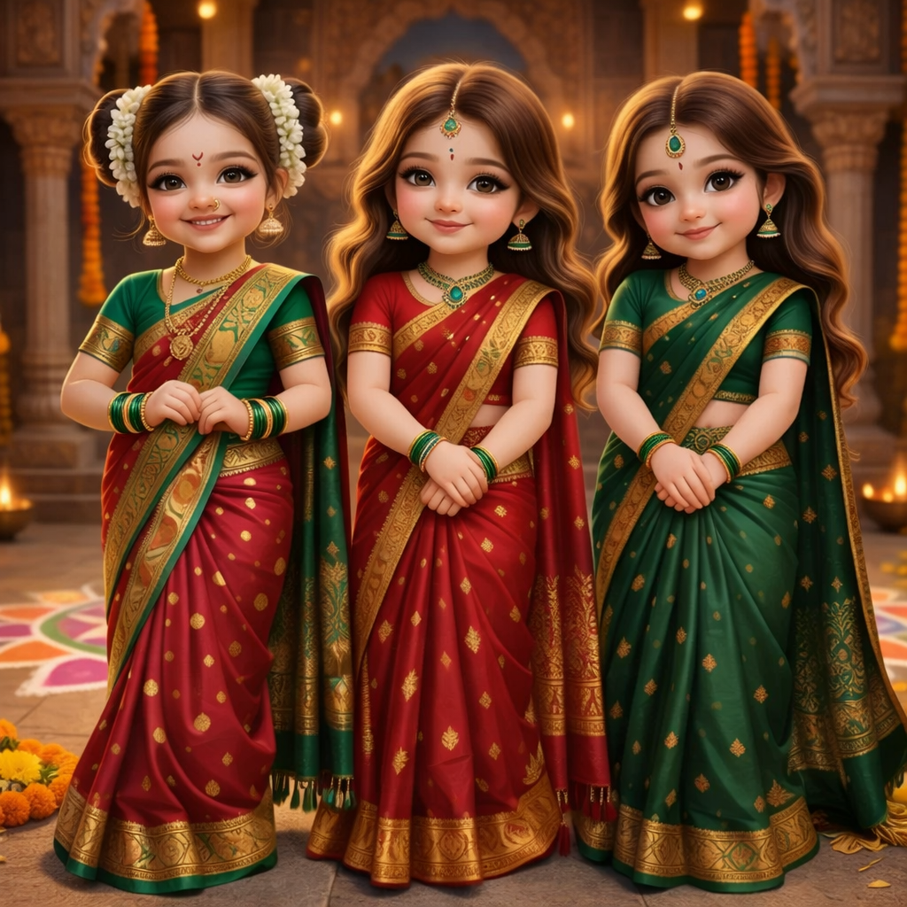 Cute Indian Traditional Chibi Character