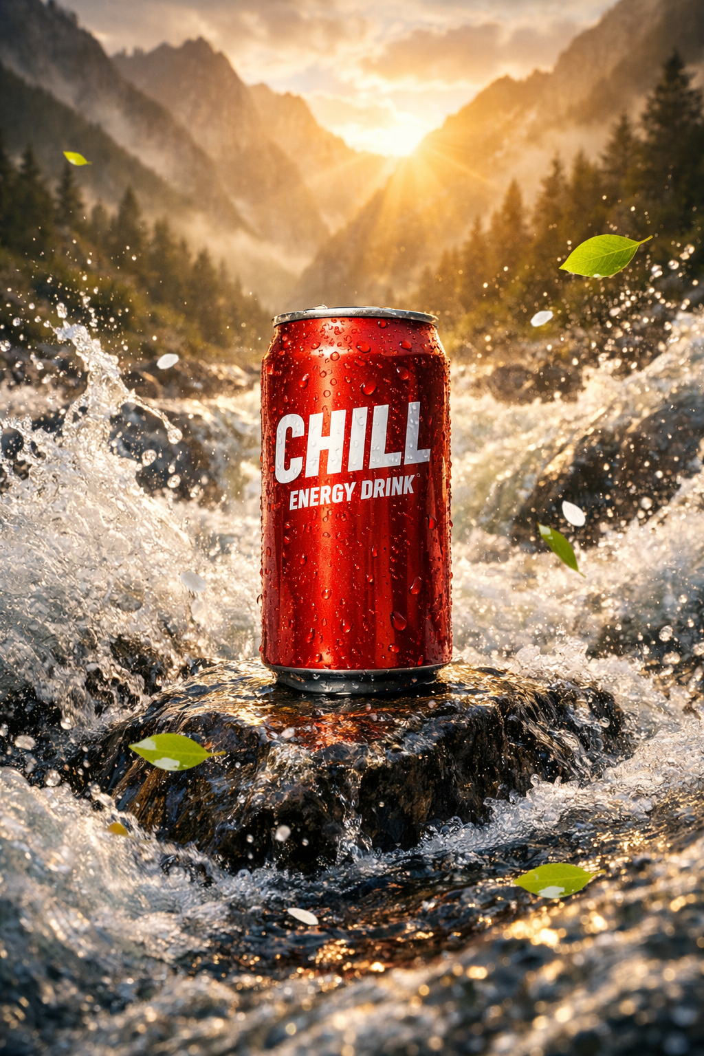 Mountain Energy Drink Splash Advertisement