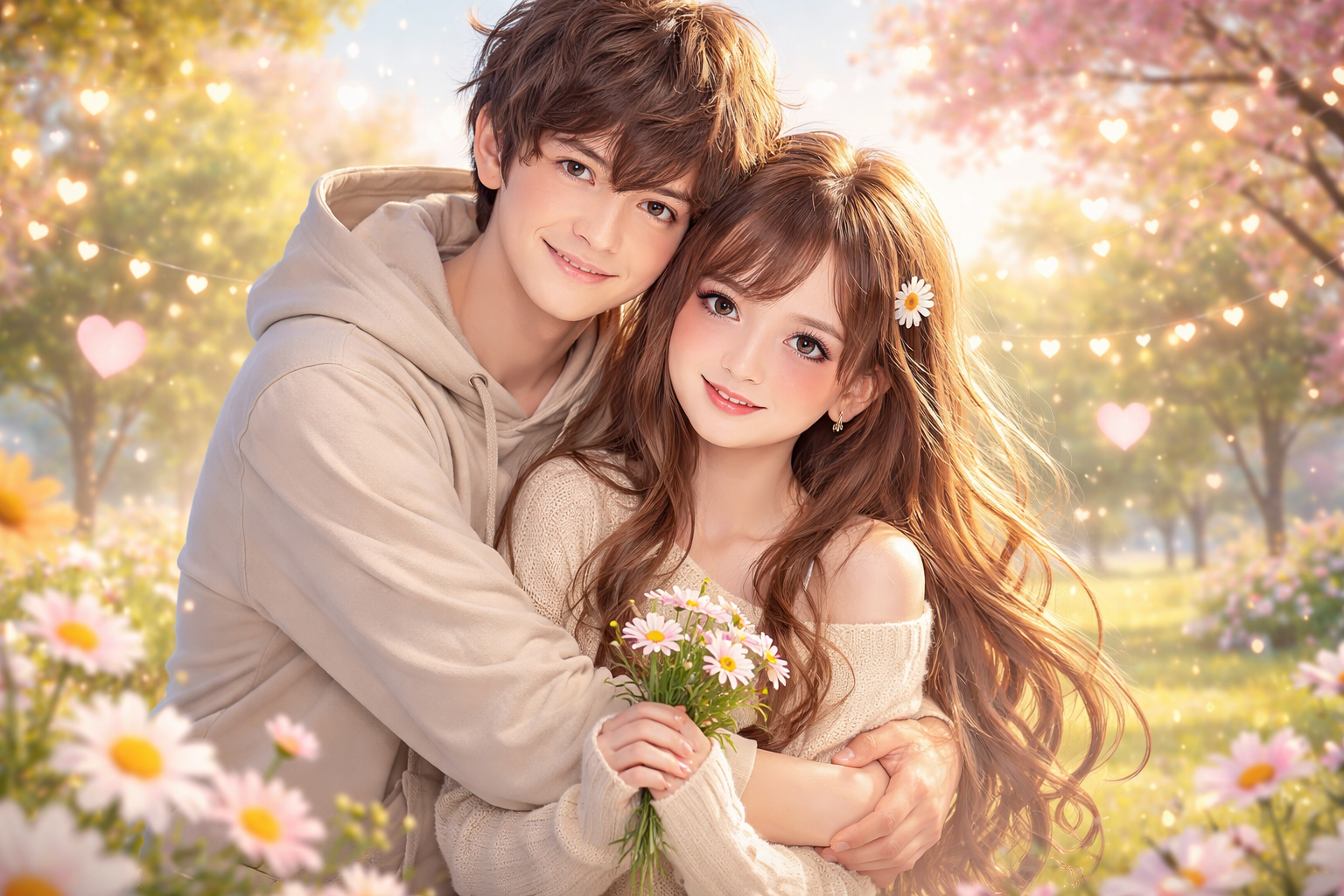 Romantic Anime Couple Dream Scene Prompt