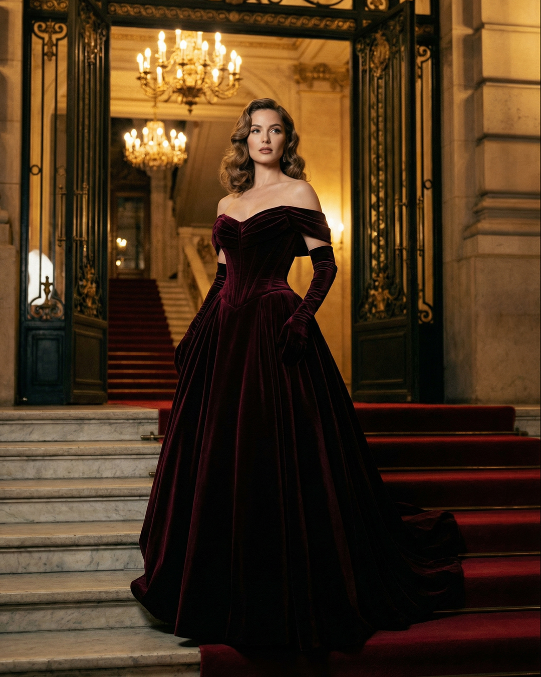 Realistic Velvet Dress Model Shot