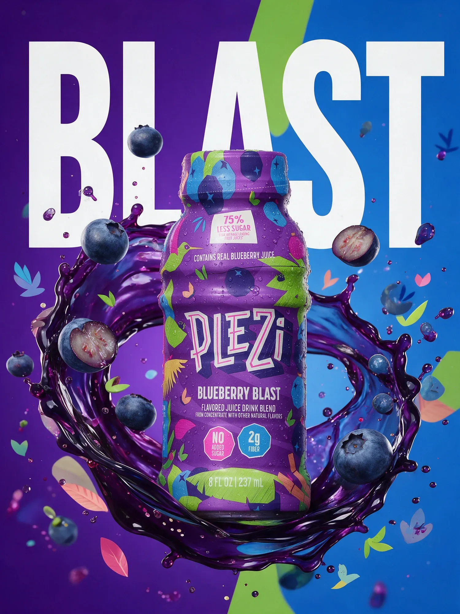 póster 3D con tipografía gigante y producto